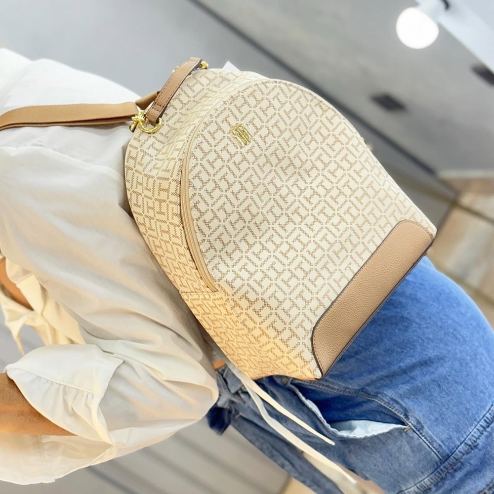 Tommy Hilfiger Cream and Tan Backpack NWT